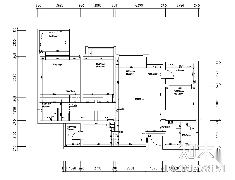 [四川]北欧现代三居室样板房空间设计施工图（附效果图...cad施工图下载【ID:161778151】