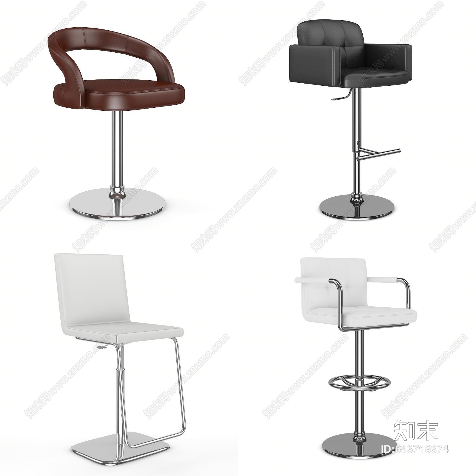 现代风格吧台椅子3D模型下载【ID:643716374】