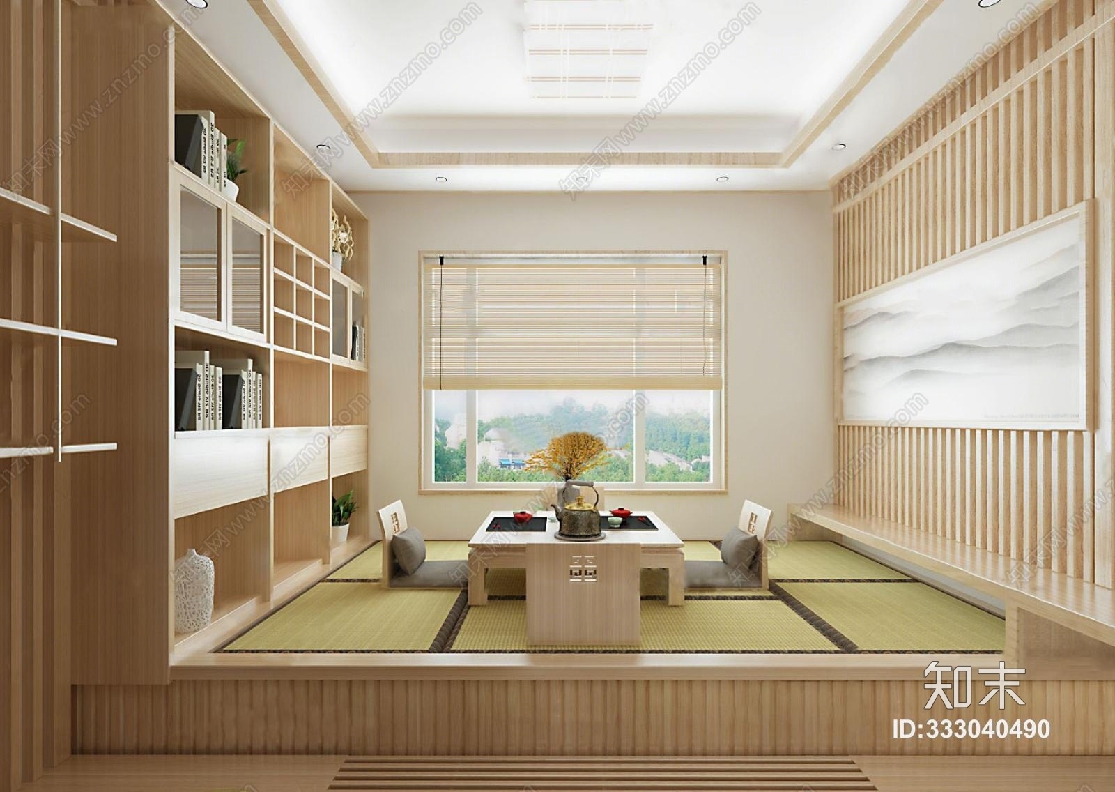 日式榻榻米茶室3D模型下载【ID:333040490】_知末3d模型网