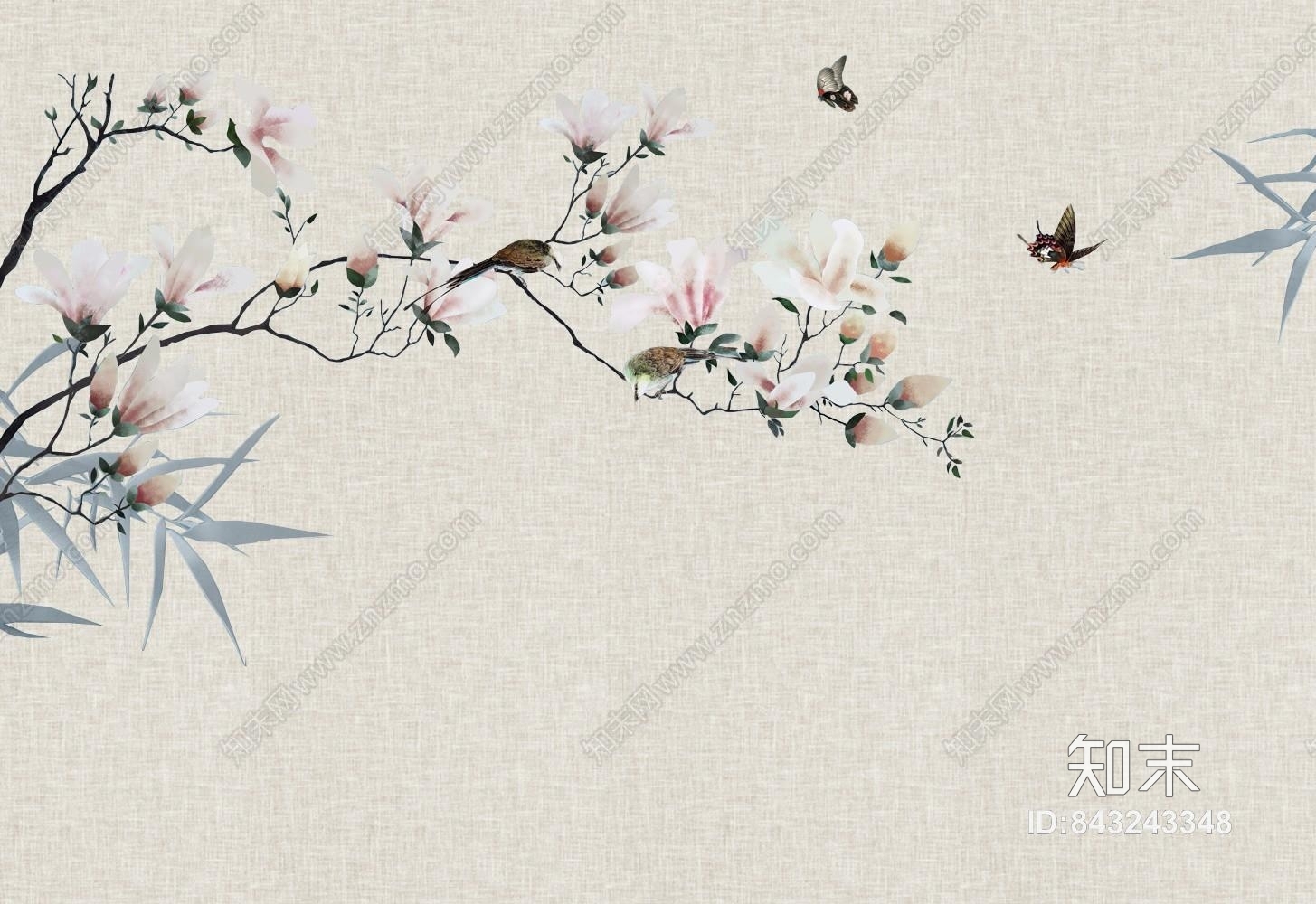 新中式素雅壁纸贴图下载【ID:843243348】