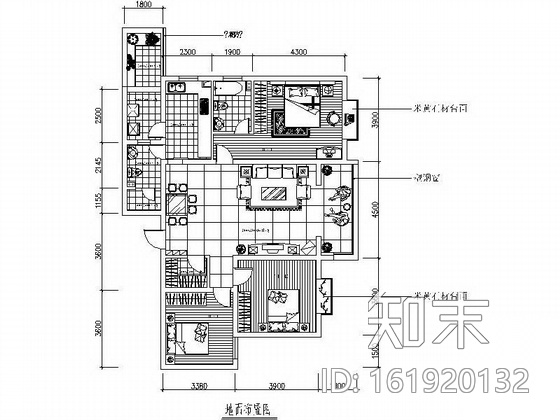 五套三居室装修图cad施工图下载【ID:161920132】