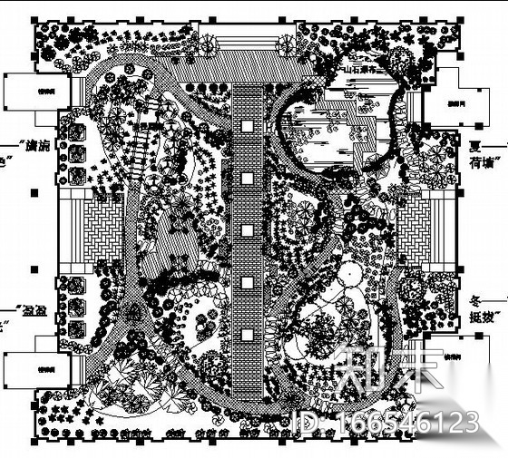 住宅小区组团花园园林景观工程施工图施工图下载【ID:166546123】