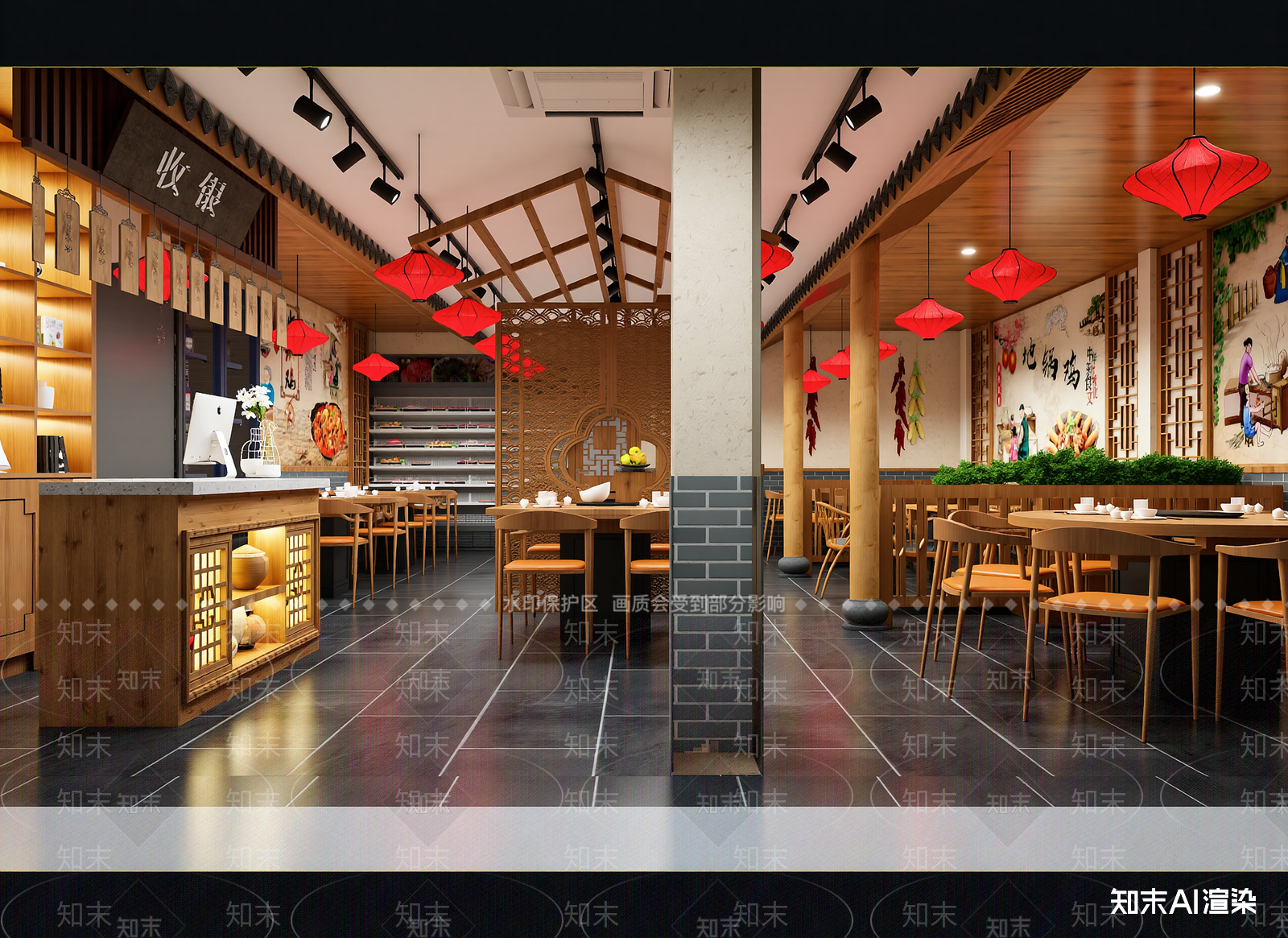 新中式中餐厅3D模型下载【ID:1214553478】