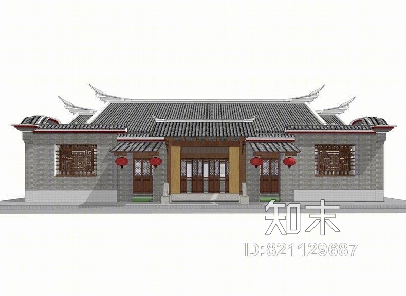 闽西民居SU模型下载【ID:821129687】