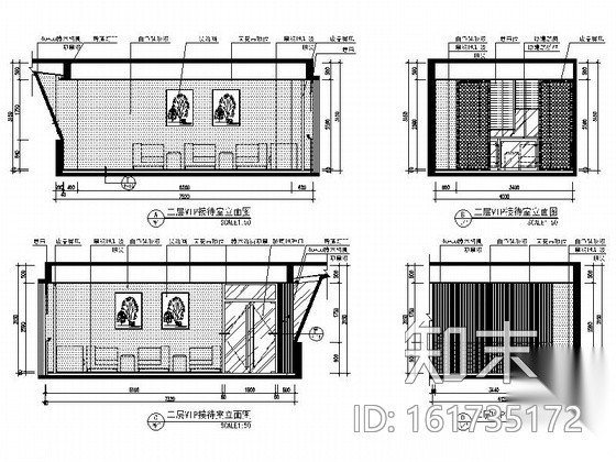 [湖北]简约现代黑白风格售楼处室内设计装修施工图（含效...cad施工图下载【ID:161735172】