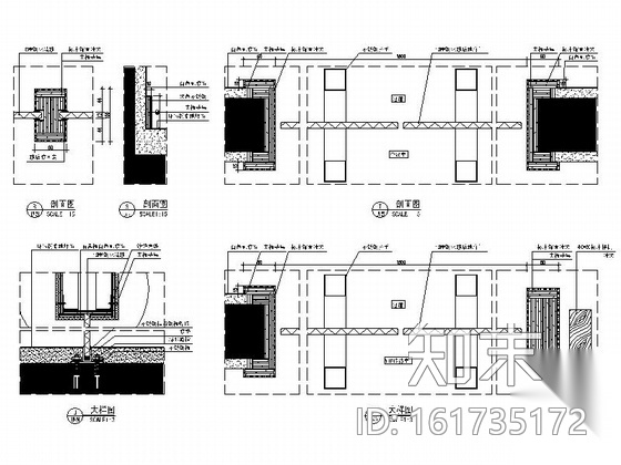 [湖北]简约现代黑白风格售楼处室内设计装修施工图（含效...cad施工图下载【ID:161735172】