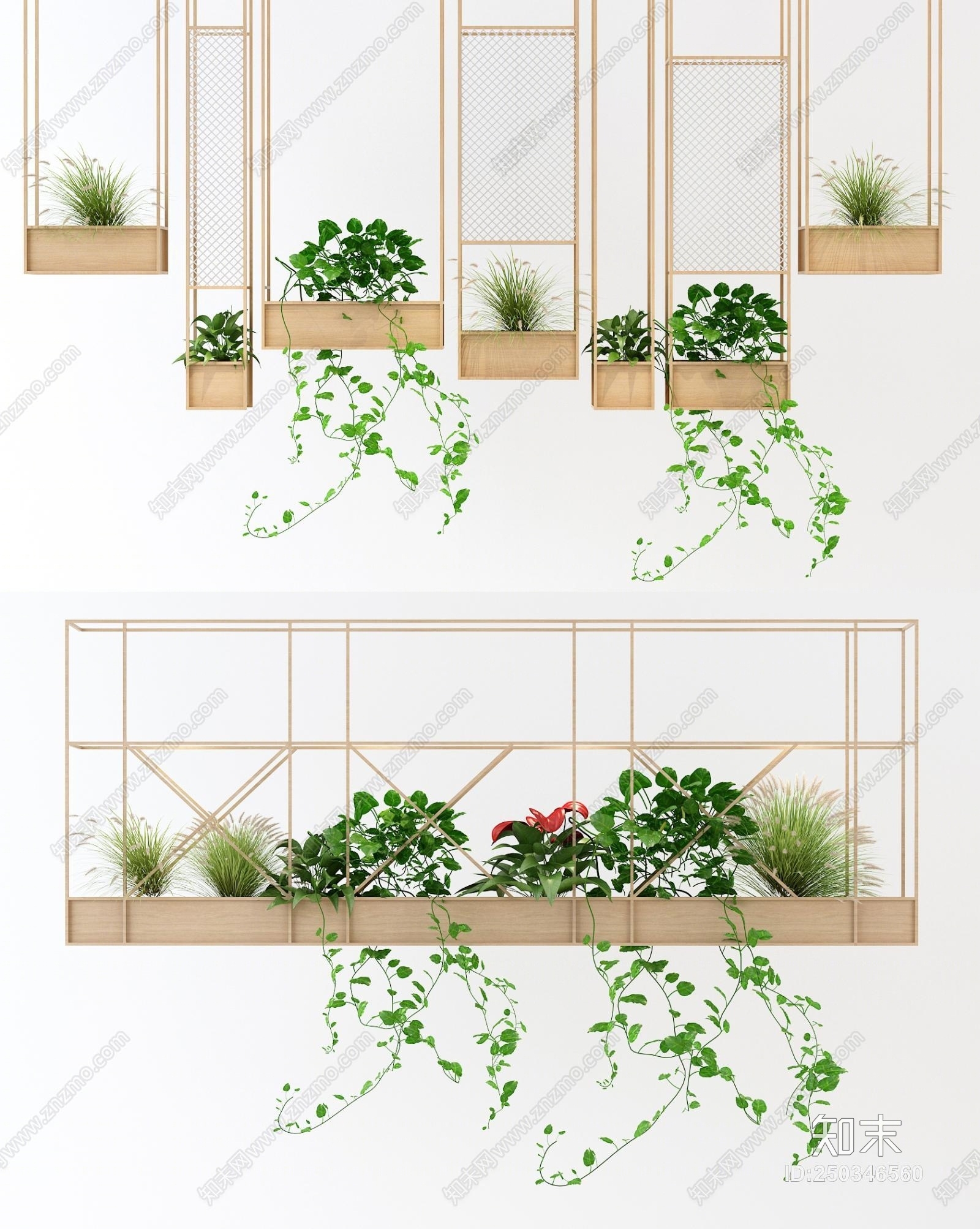 工业风盆景盆栽3D模型下载【ID:250346560】