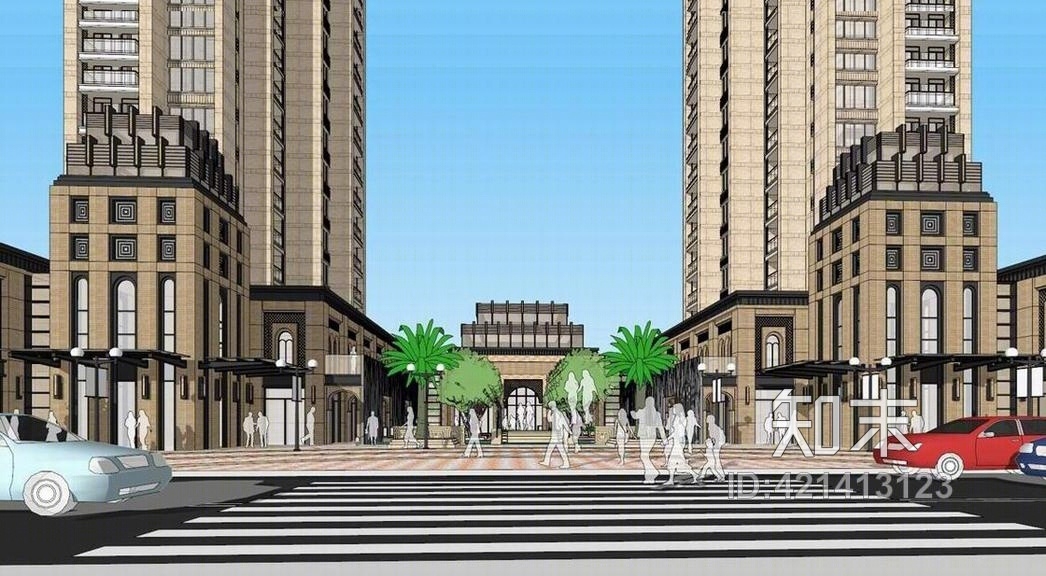 欧式银川清河北街SU模型下载【ID:421413123】