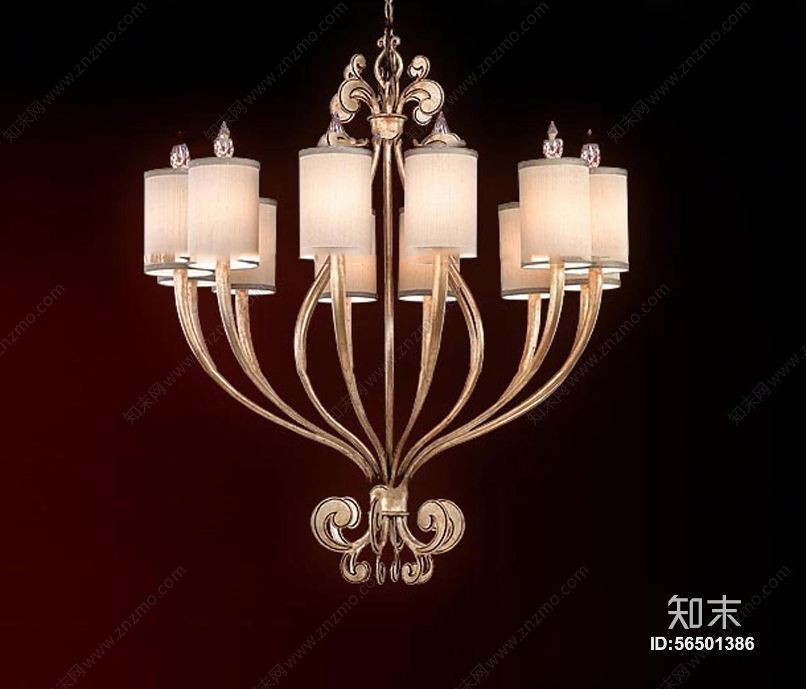 欧式金属吊灯3D模型下载【ID:56501386】