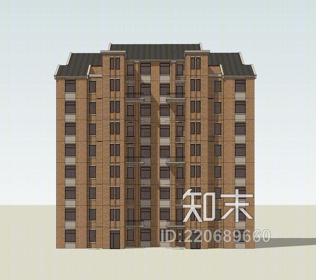 英式小高层住宅SU模型下载【ID:220689660】