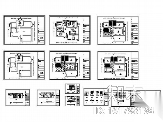 老街三室两厅家装设计图cad施工图下载【ID:161798194】