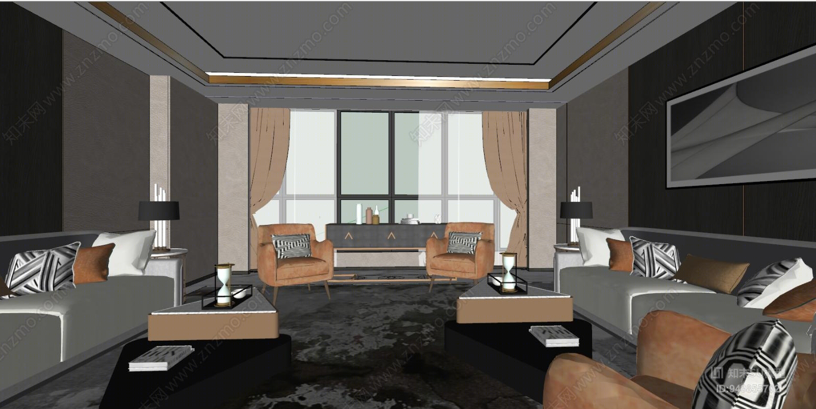 现代轻奢会所SU模型下载【ID:943855702】