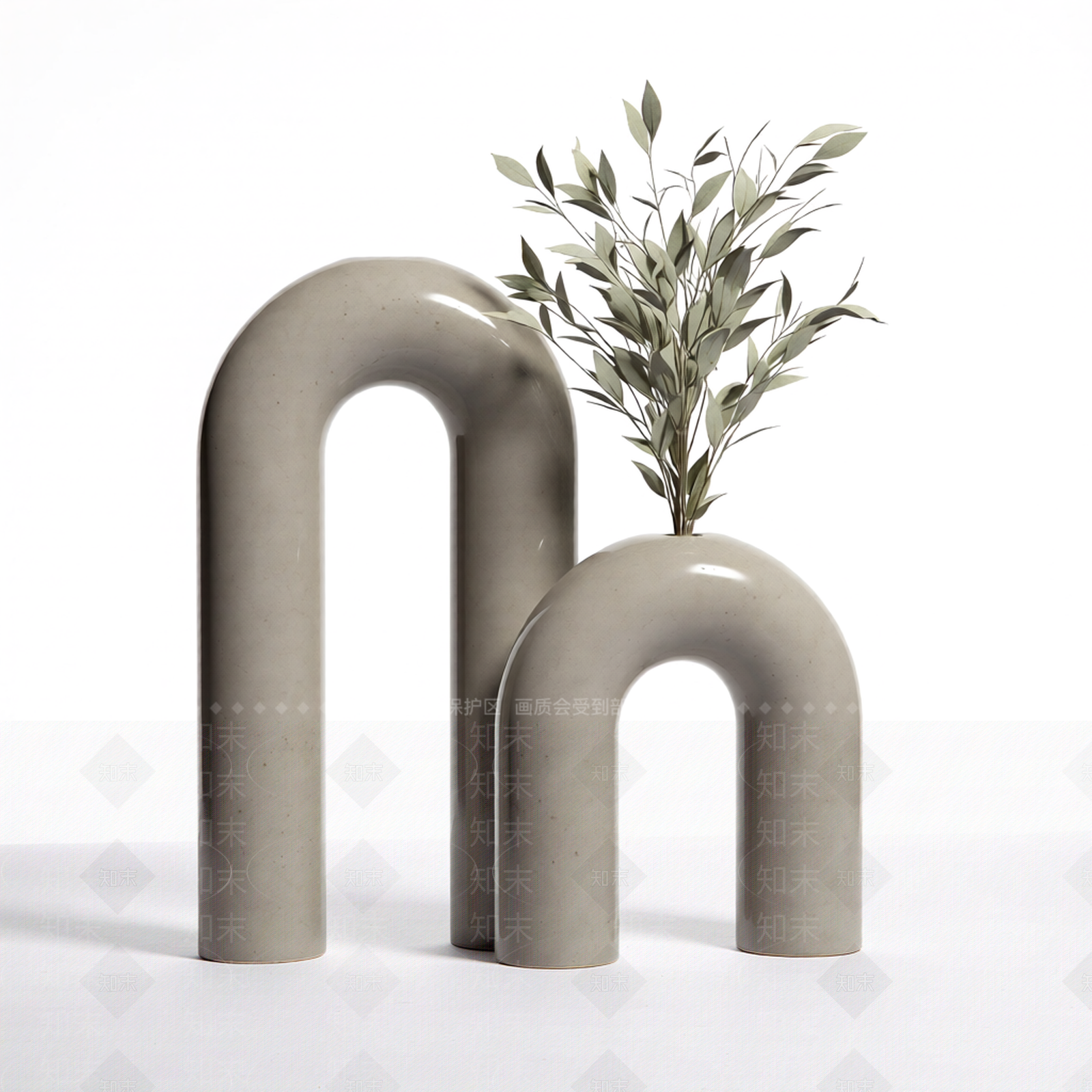 现代风格花瓶与植物组合3D模型下载【ID:1206185021】