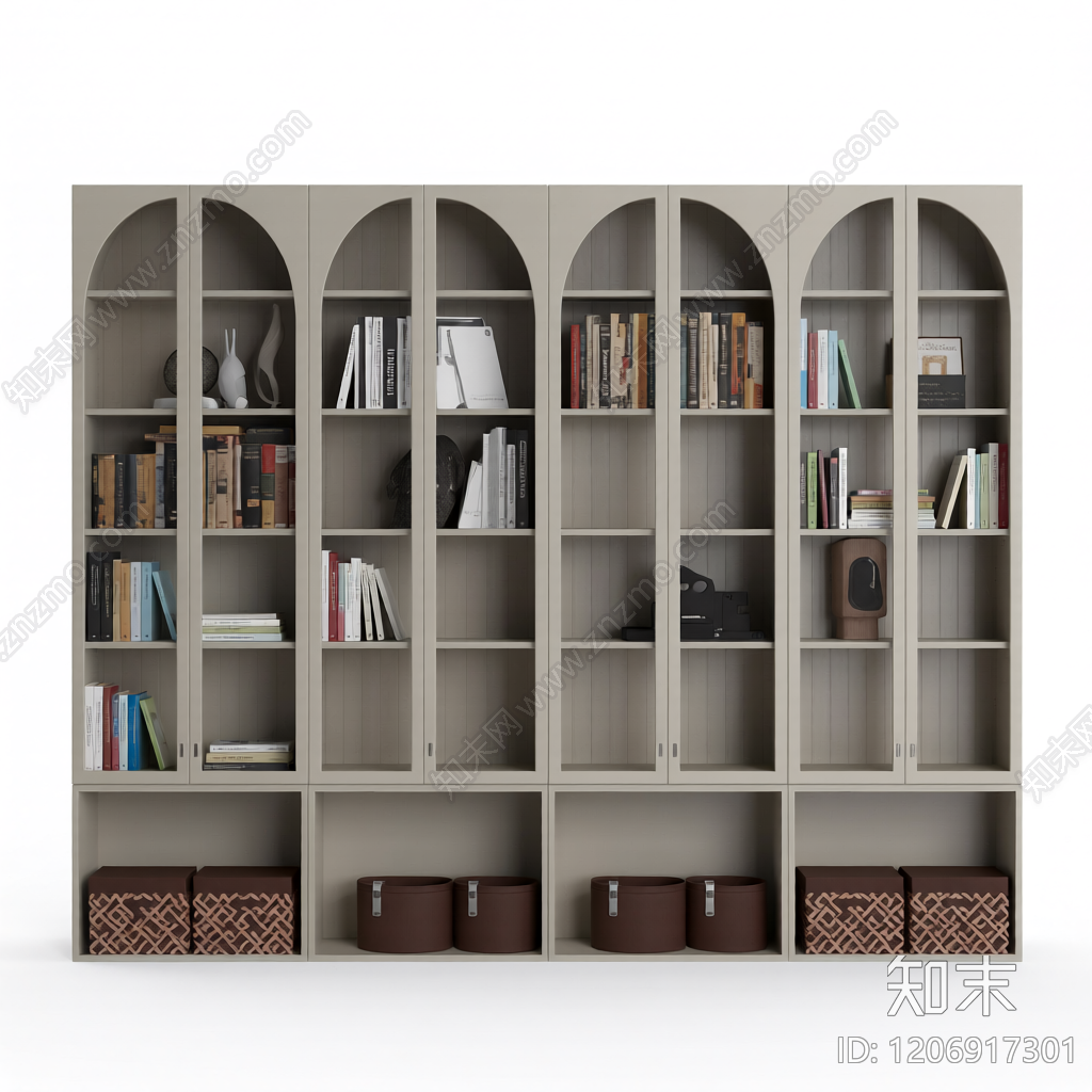 拱形书柜组合体3D模型下载【ID:1206917301】