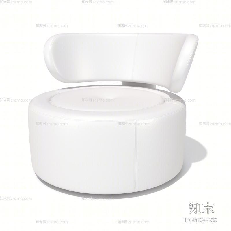 现代白色圆形皮质单人沙发3D模型下载【ID:91028369】