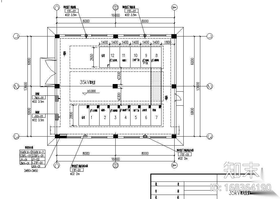 35KV配电装置平面布置图cad施工图下载【ID:168364190】