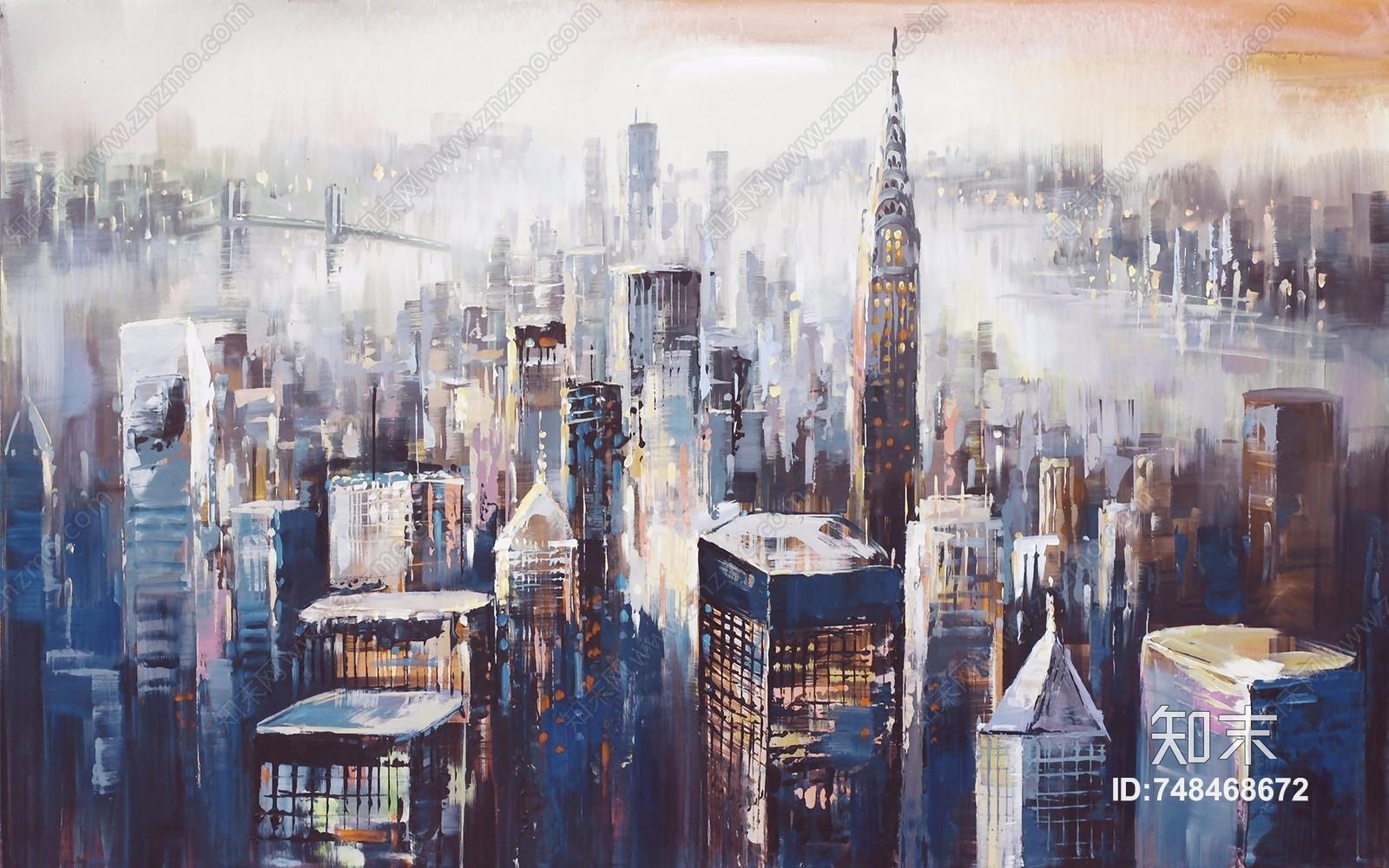 现代抽象城市风景装饰画贴图下载【ID:748468672】