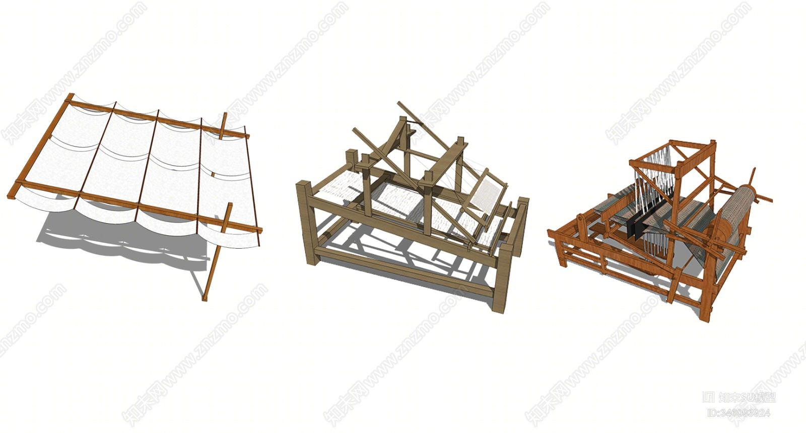 中式古代织布机SU模型下载【ID:346093924】