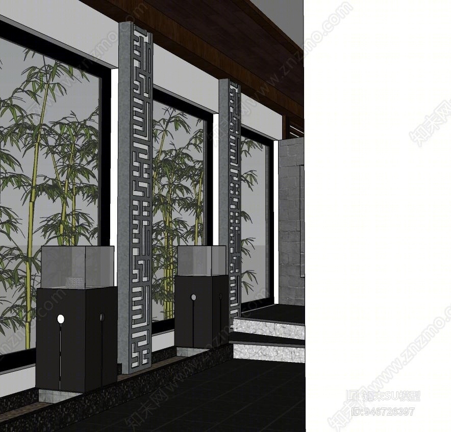 中式自然主义茶室SU模型下载【ID:946726397】