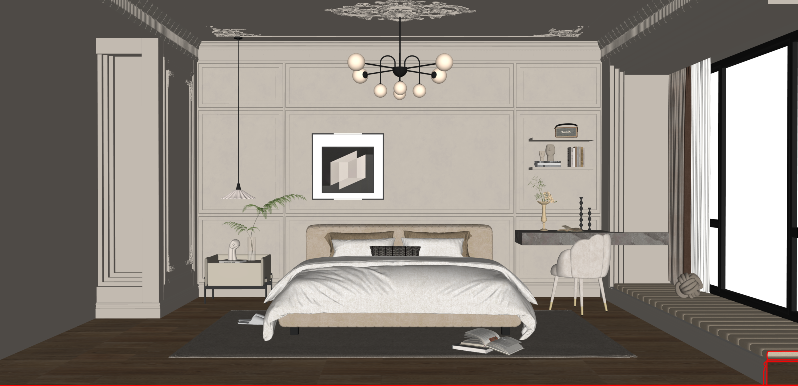 法式家居卧室SU模型下载【ID:1215958205】