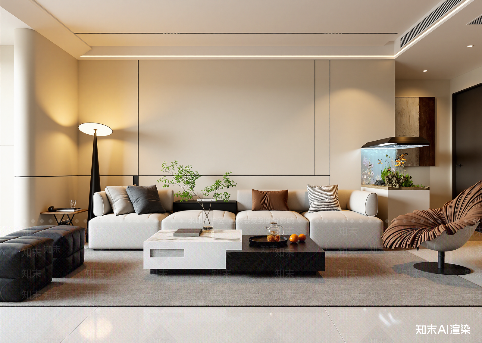 现代家居客厅3D模型下载【ID:1222034119】