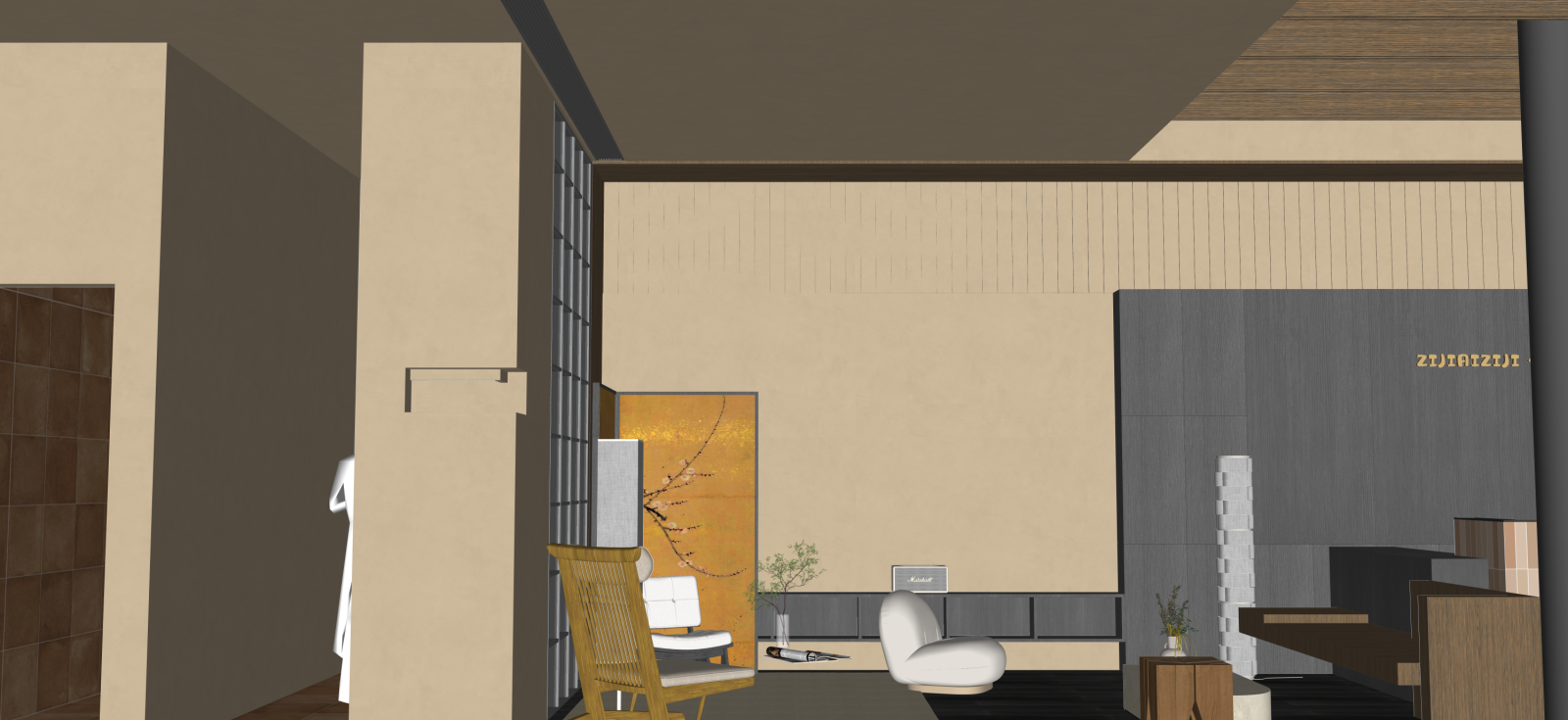 现代家居客厅SU模型下载【ID:1222158114】
