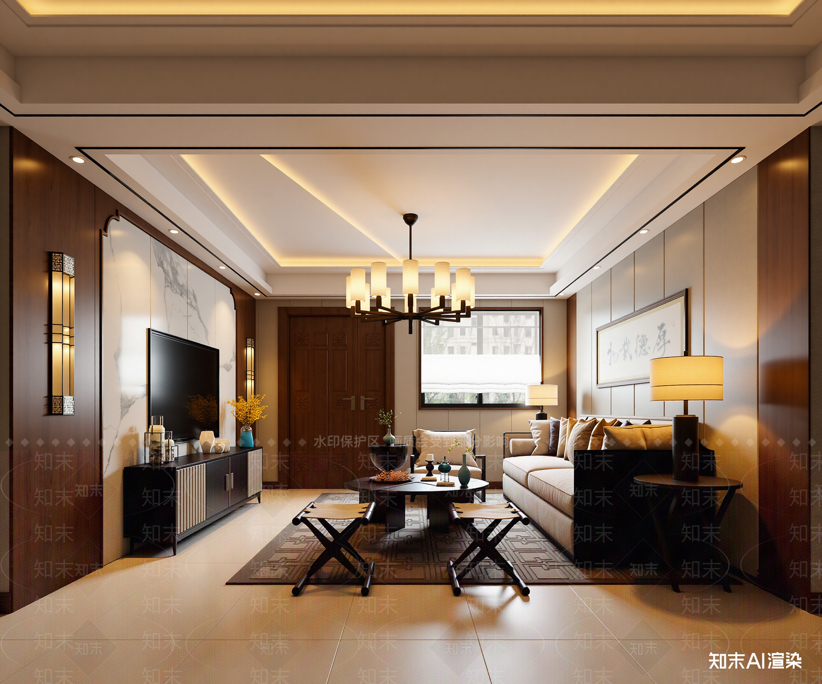 中式家居客厅3D模型下载【ID:1221440046】