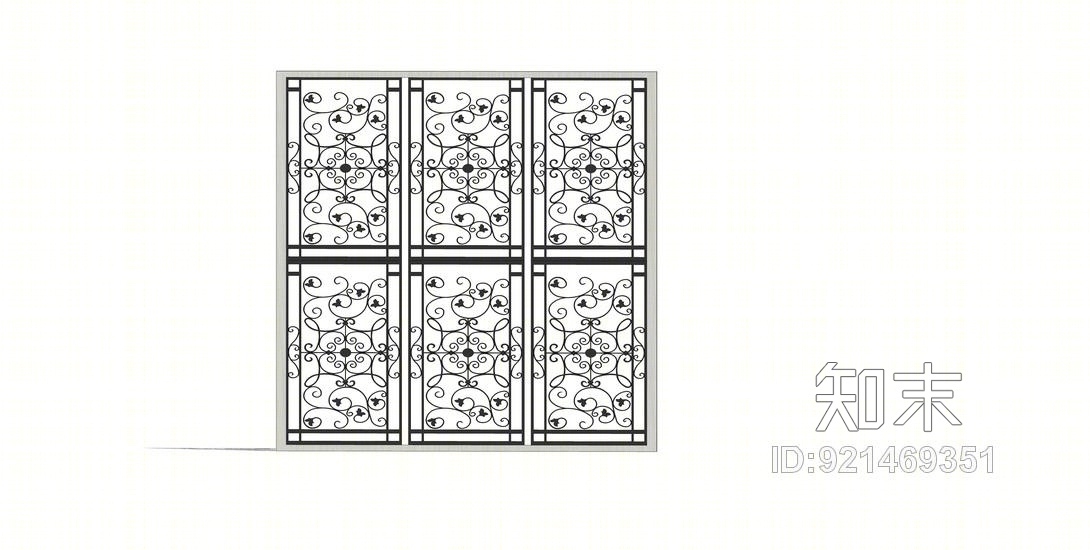 铁艺屏风隔断雕花SU模型下载【ID:921469351】