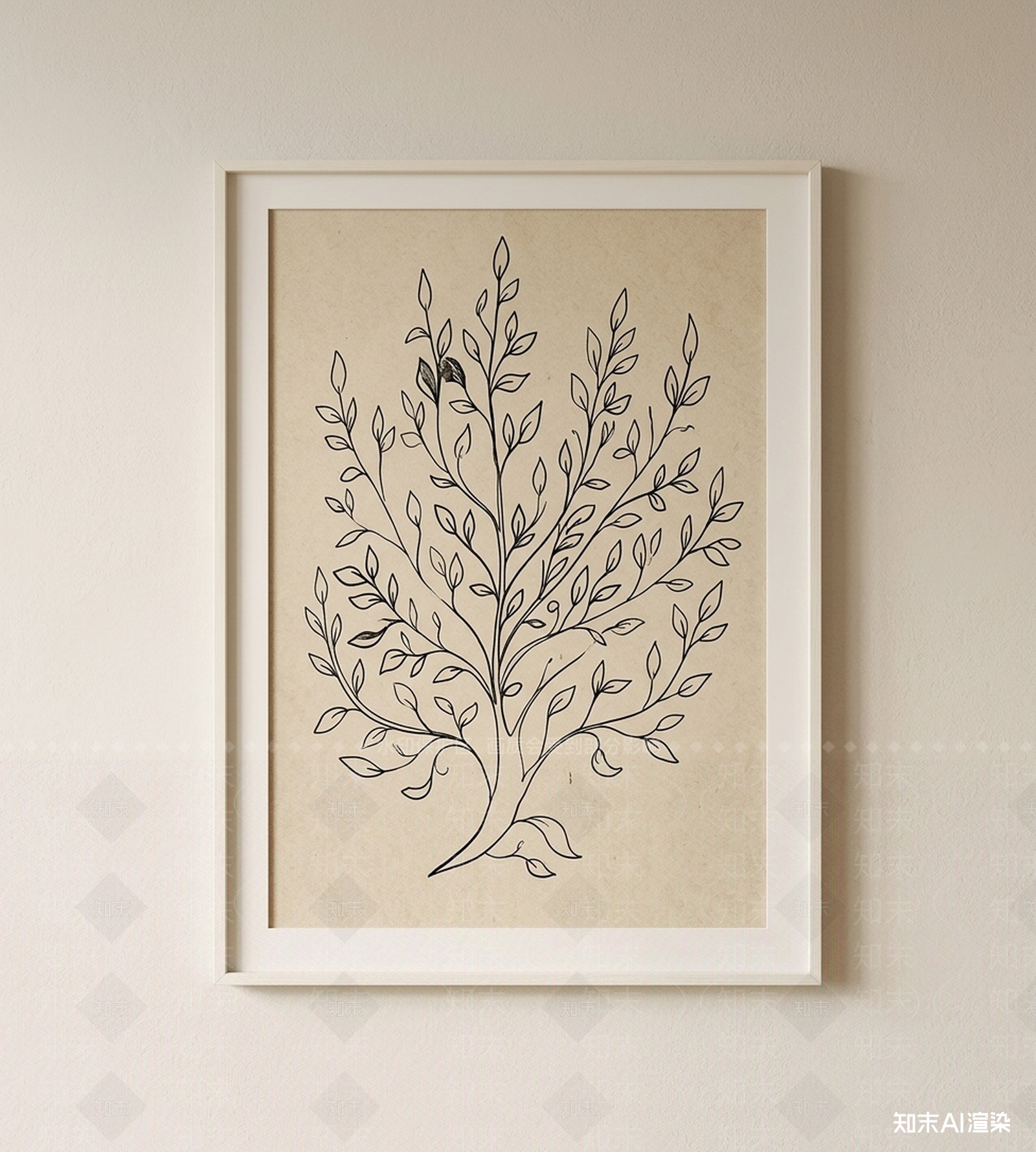 植物线条挂画挂画SU模型下载【ID:1227555943】
