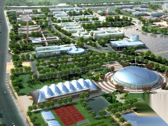 浙江某大学校区文体中心整体规划及体育馆建筑设计文本施工图下载【ID:166214118】