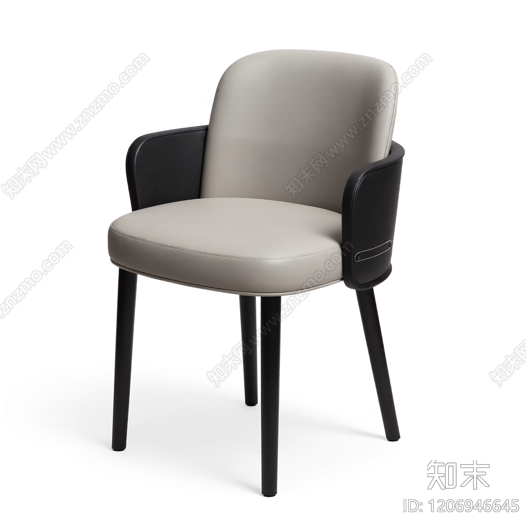黑白皮质扶手椅3D模型下载【ID:1206946645】