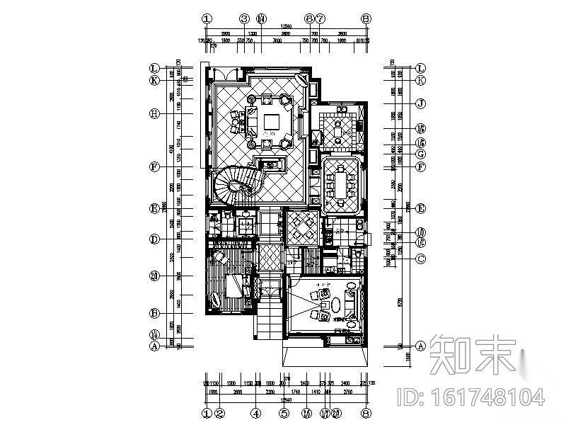 欧式经典三层别墅室内设计图施工图下载【ID:161748104】