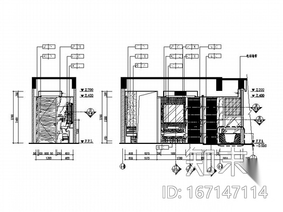 [海南]滨海新区新中式风格客房装修施工图（含效果）施工图下载【ID:167147114】