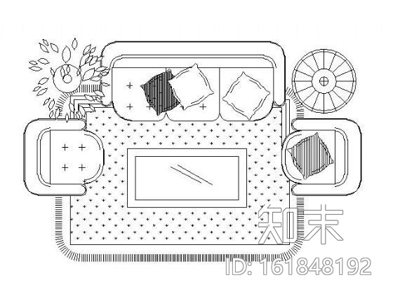 组合沙发平面图块cad施工图下载【ID:161848192】