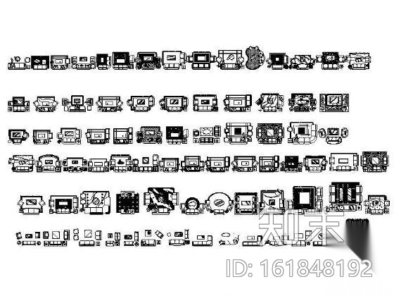 组合沙发平面图块cad施工图下载【ID:161848192】