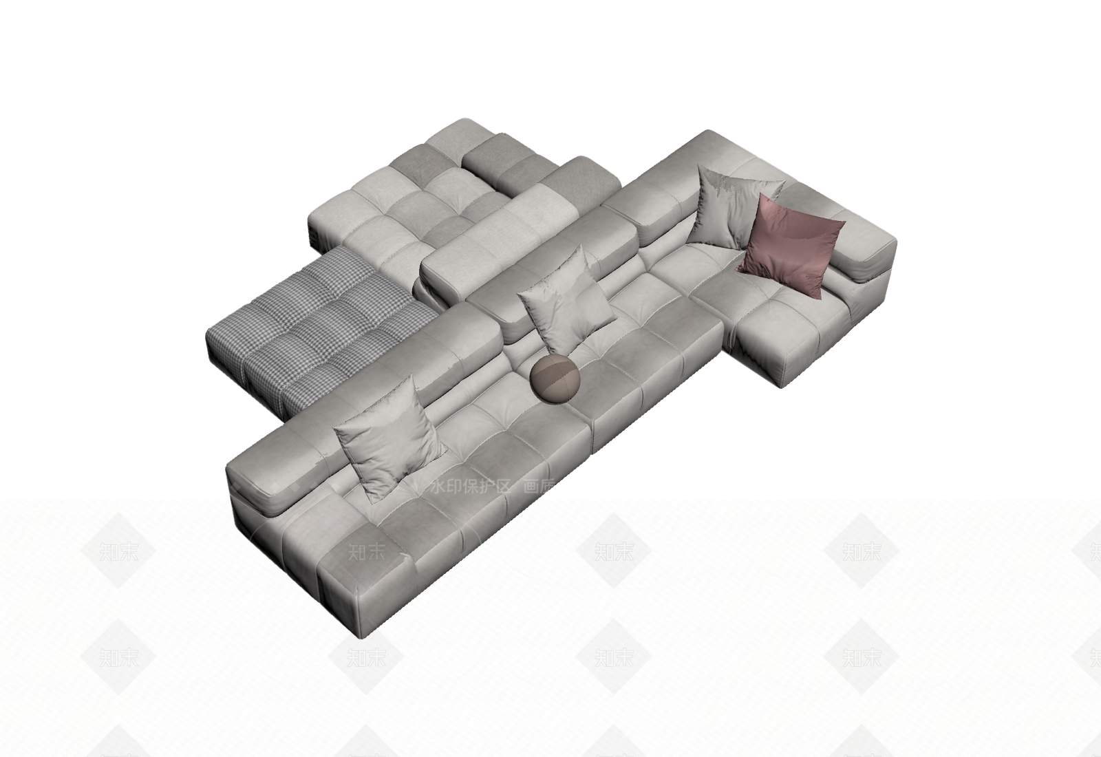 现代L型沙发组合3D模型下载【ID:1205544327】
