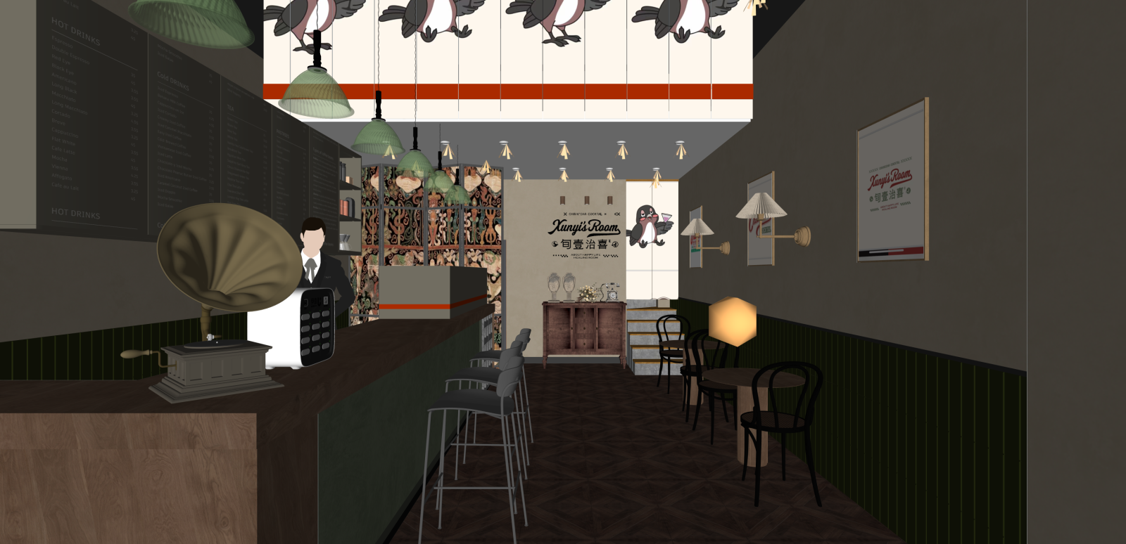 复古奶茶店SU模型下载【ID:1216056915】