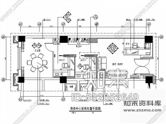 施工图天津豪华酒店内商务中心装修图cad施工图下载【ID:532052649】