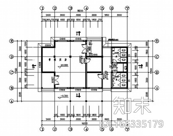 [浙江]某文化广场公厕建筑方案图cad施工图下载【ID:166335179】