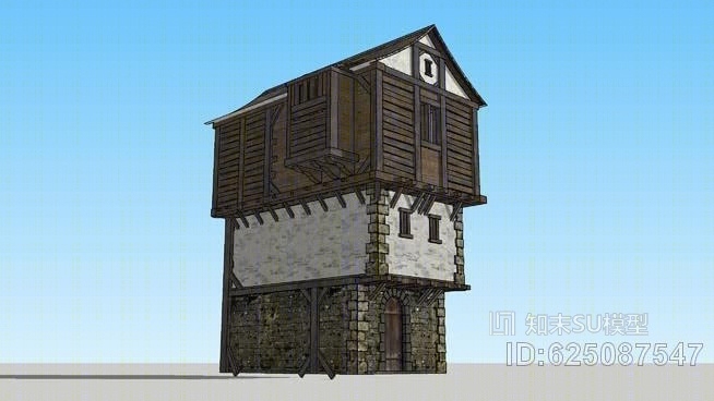 中世纪城镇住宅SU模型下载【ID:625087547】