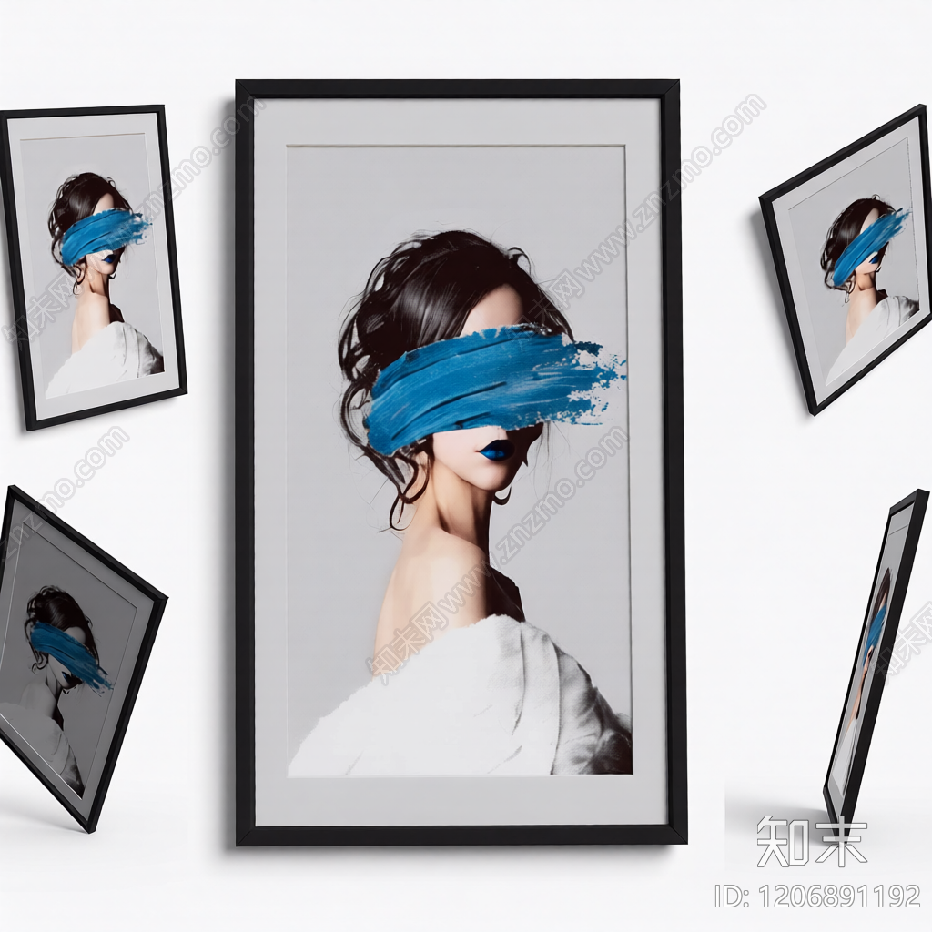 带画框人物装饰画3D模型下载【ID:1206891192】