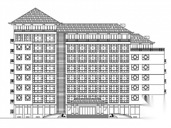 七层坡屋顶机关办公大楼建筑设计方案图施工图下载【ID:167932129】