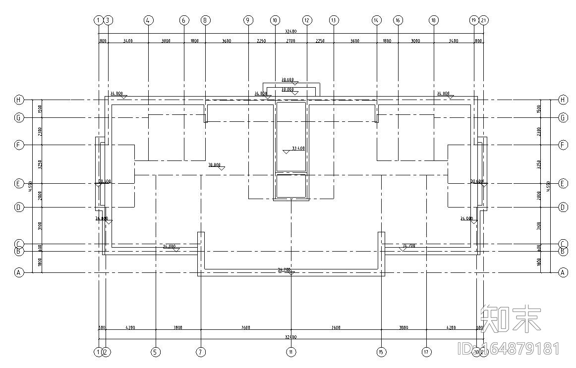 多层住宅一梯二户户型平面设计施工图下载【ID:164879181】