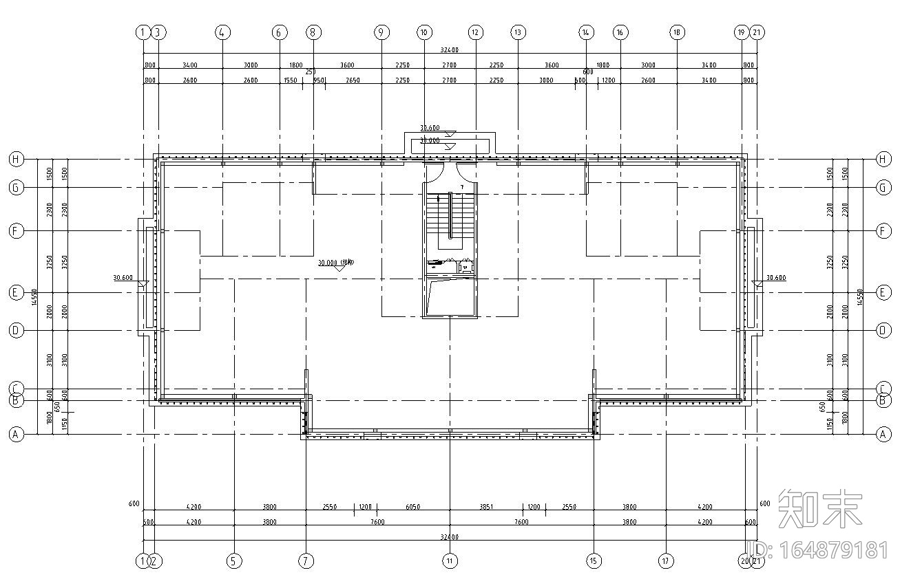 多层住宅一梯二户户型平面设计施工图下载【ID:164879181】