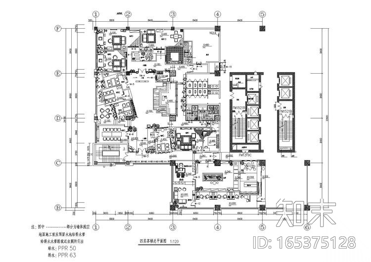 [河北]石家庄军创国际茶楼装饰工程CAD施工图+效果图cad施工图下载【ID:165375128】