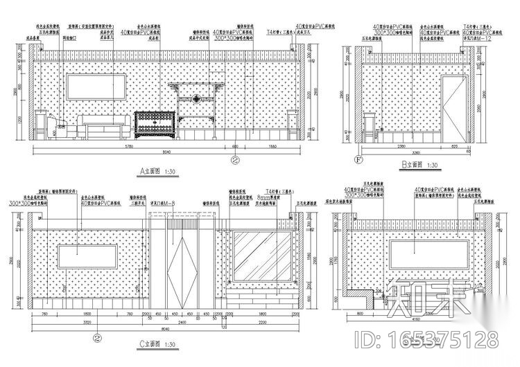 [河北]石家庄军创国际茶楼装饰工程CAD施工图+效果图cad施工图下载【ID:165375128】