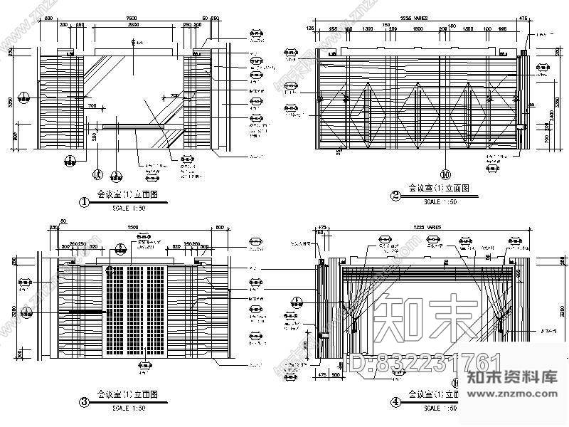 图块/节点小会议室立面装修详图cad施工图下载【ID:832231761】