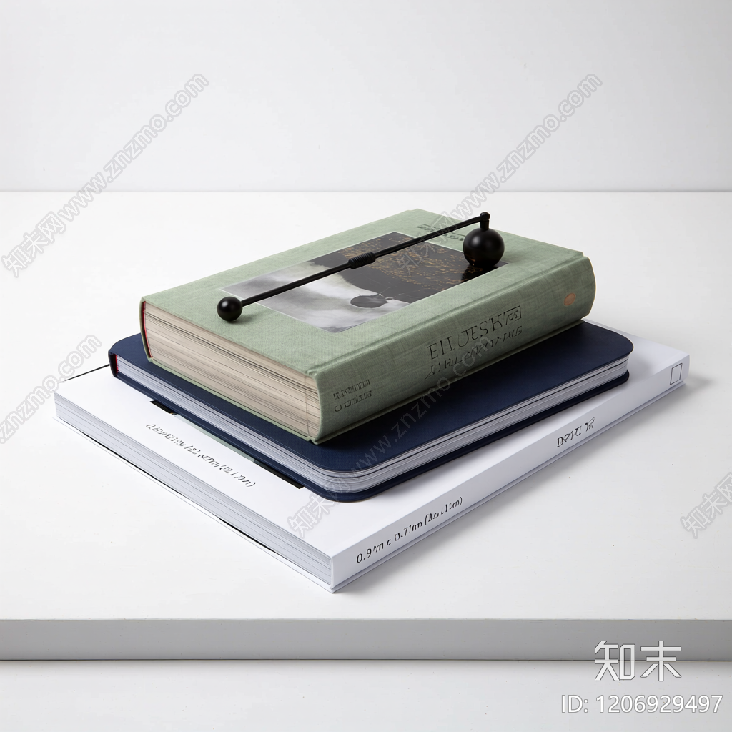 书籍堆叠装饰组合3D模型下载【ID:1206929497】