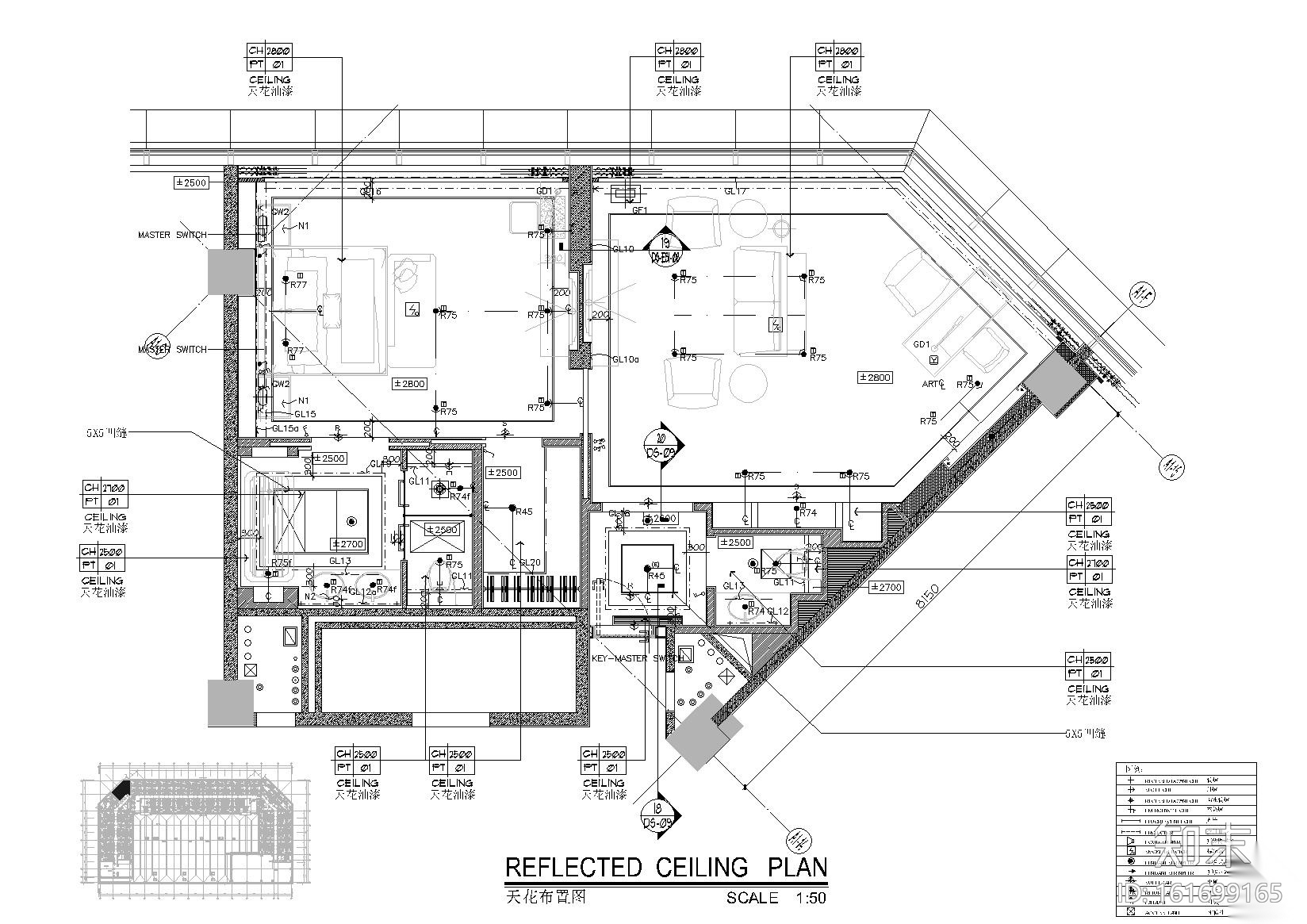 [广东]五星希尔顿商务酒店公区+客房施工图施工图下载【ID:161699165】