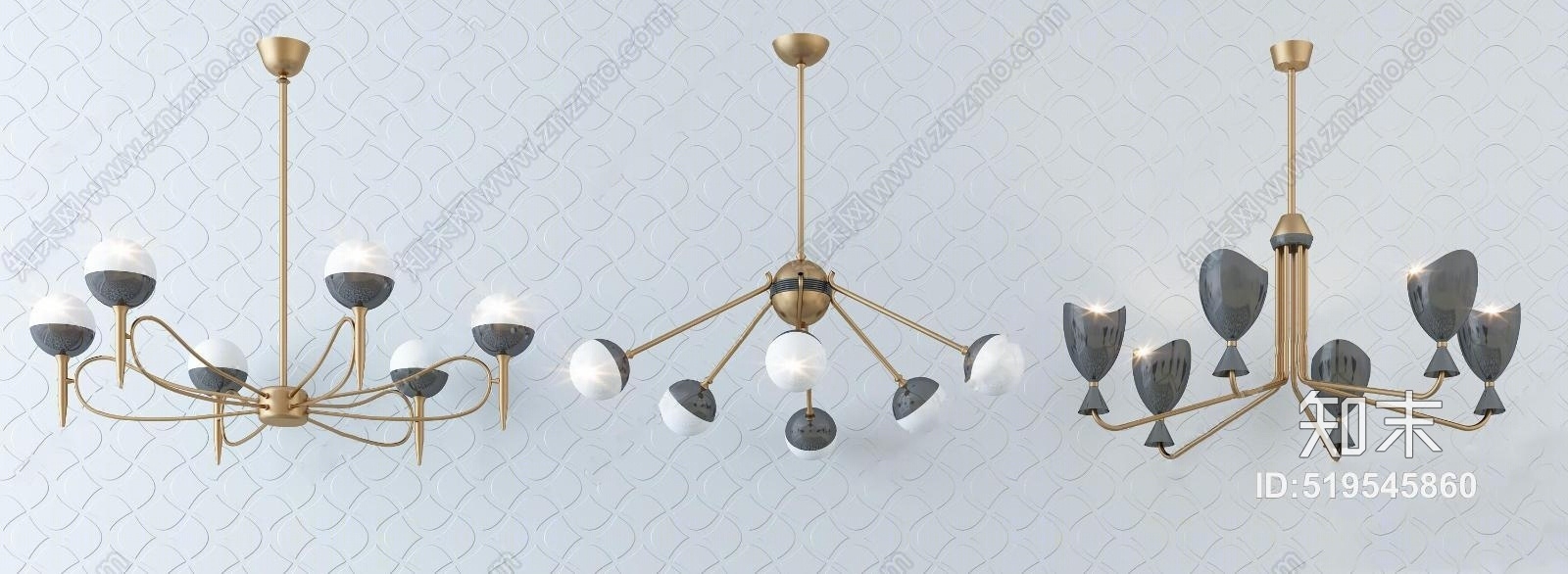 北欧金属吊灯组合3D模型下载【ID:519545860】